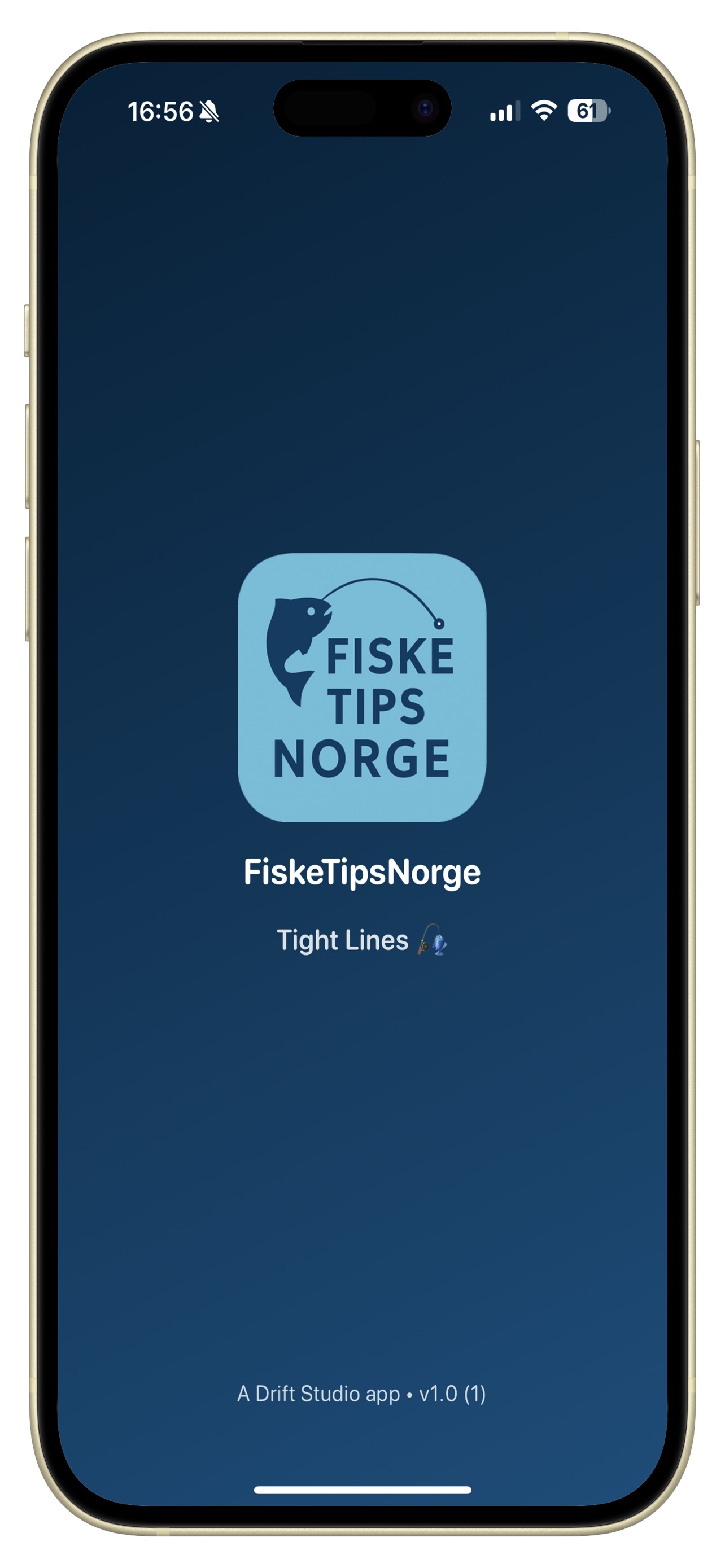 FisketipsNorge app-oppstart med logo